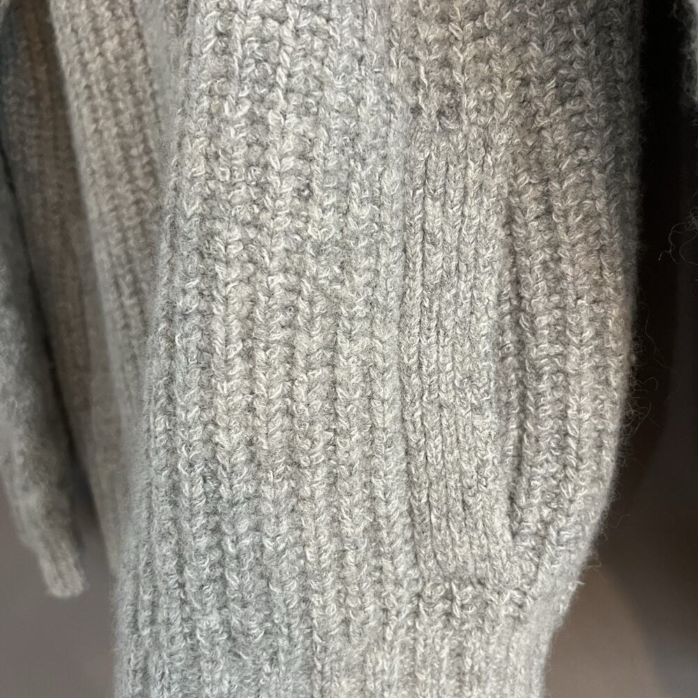 Lucky Brand Cable Knit Cardigan Sweater Wool Blend Chunky V-neck Pockets Gray M - Picture 8 of 16